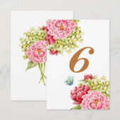 Cartes de table Pivoines et Hydrangea N° 6 (Devant / Derrière)