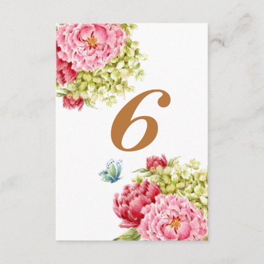 Cartes de table Pivoines et Hydrangea N° 6 (Devant)
