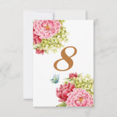 Cartes de table Pivoines et Hydrangea N° 8 (Devant)