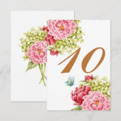 Cartes de table Pivoines et Hydrangeas N° 10 (Devant / Derrière)