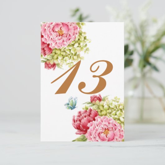 Cartes de table Pivoines Hydrangea N° 13 (Debout devant)