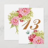 Cartes de table Pivoines Hydrangea N° 13 (Devant / Derrière)