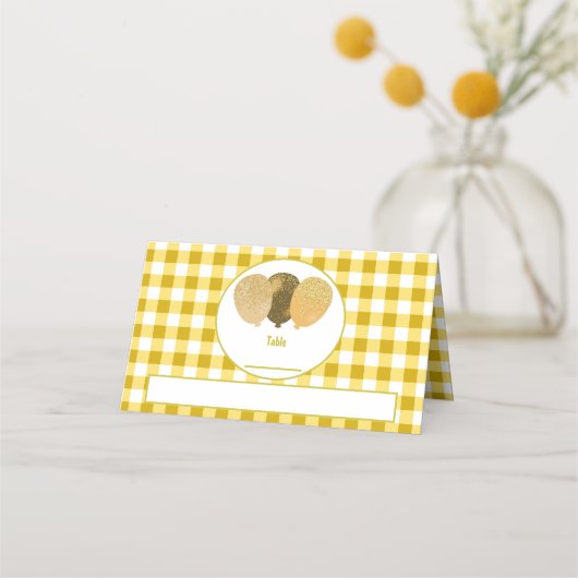 Cartes de Table Pliées avec Ballons à Paillettes e (Devant)