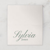 Cartes de table pliées vert olive beige pour maria (Extérieur déplié)