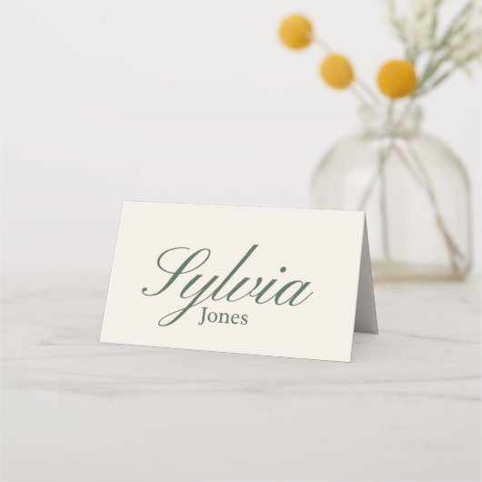 Cartes de table pliées vert olive beige pour maria (Devant)