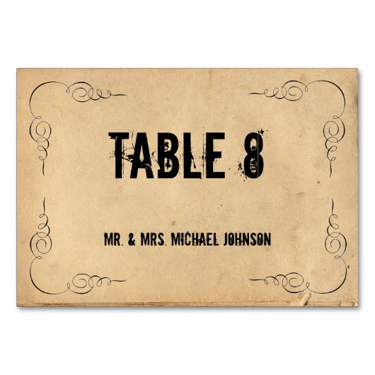Cartes de table pour invités en papier marron grun (Dos)