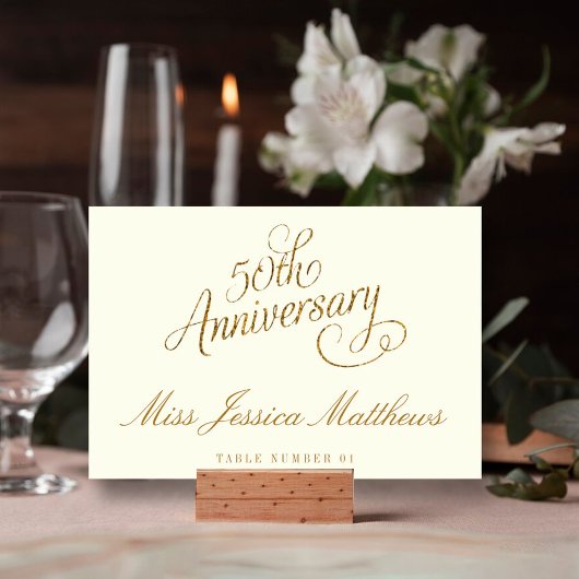 Cartes de table pour les 50 ans de mariage d'or