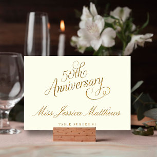 Cartes de table pour les 50 ans de mariage en or