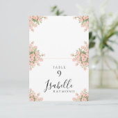 Cartes de table pour mariage avec fleurs de rose r (Debout devant)