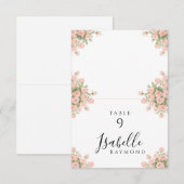 Cartes de table pour mariage avec fleurs de rose r (Devant / Derrière)