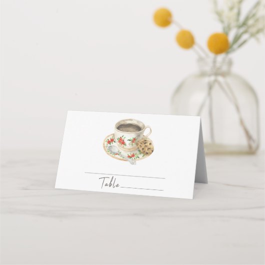 Cartes de table pour mariage - thème tasse de café (Devant)