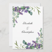 Cartes de table principale de mariage à la lavande (Devant)