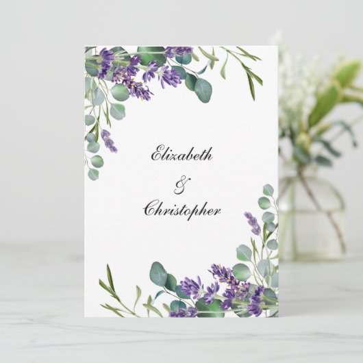 Cartes de table principale de mariage à la lavande (Debout devant)