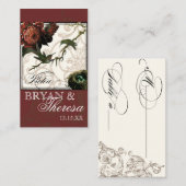 Cartes de table Protea Hummingbird Burgundy (Devant / Derrière)