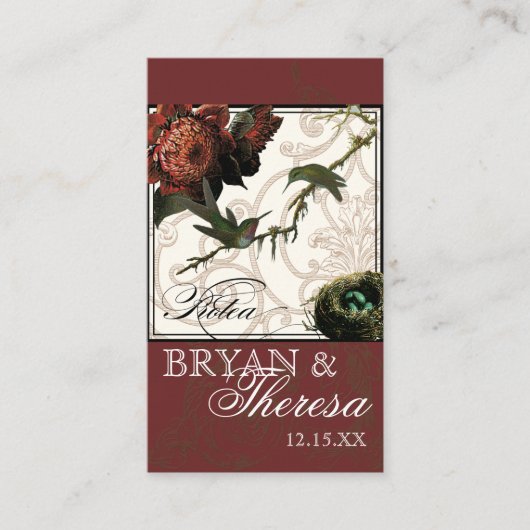 Cartes de table Protea Hummingbird Burgundy (Devant)
