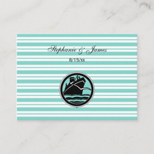 Cartes de Table Rayure Bleue Blanche pour Bateau # (Devant)