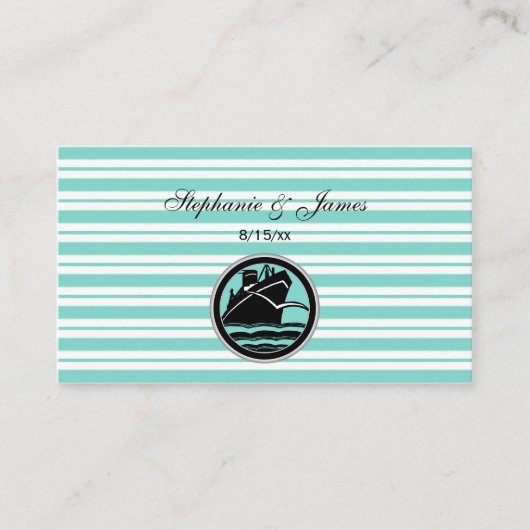 Cartes de Table Rayure Bleue Blanche pour Bateau d (Devant)