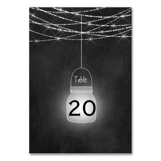 Cartes de table Rustique Mason Jars Lights Chalkbo (Dos)
