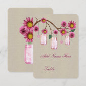 Cartes de table rustiques en jute rose pour pots M (Devant / Derrière)