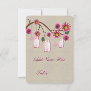 Cartes de table rustiques en jute rose pour pots M