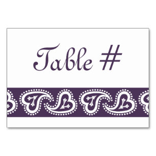 Cartes de table sucrées Paisley Hearts in Purple