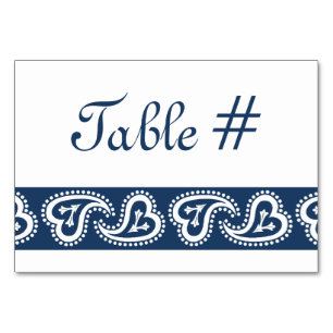 Cartes de table Sweet Paisley Hearts in Navy