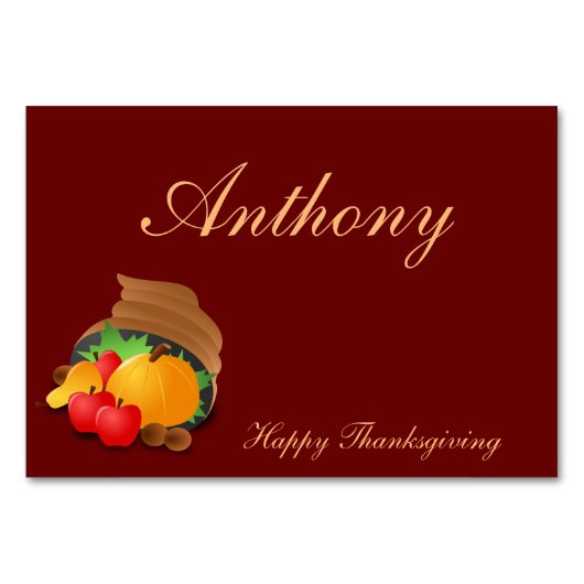 Cartes de table Thanksgiving Brown Cornucopia (Dos)