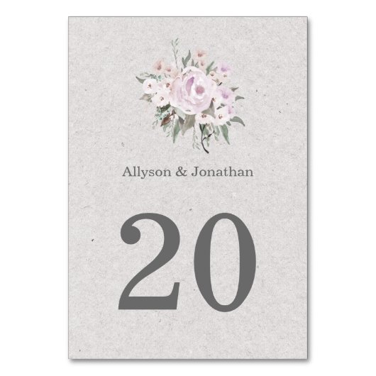 Cartes de table vert Lavender Rose Sage | (Dos)