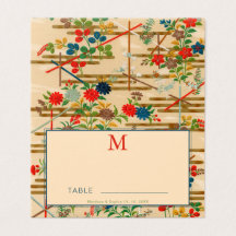 Cartes de table vierges florales japonaises vintag