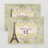 Cartes de table Vintage Paris Romantique Classic (Devant / Derrière)