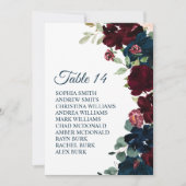 Cartes de tableau de bord florales Burgundy & Navy (Devant)