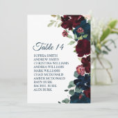 Cartes de tableau de bord florales Burgundy & Navy (Debout devant)