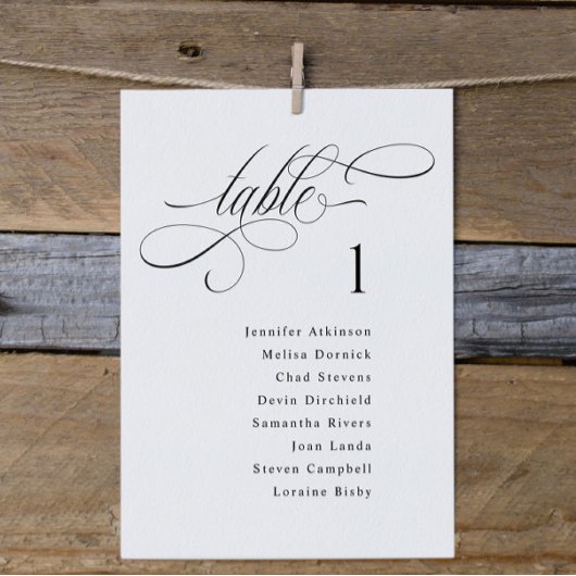 Cartes de tableau de sièges de mariage élégant de
