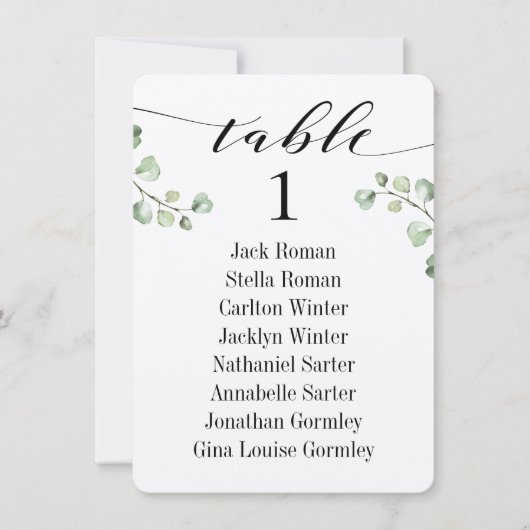 Cartes de tableau de sièges de verdure de calligra (Devant)