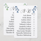 Cartes de tableau de table invité Alphabetique Euc (Devant / Derrière)