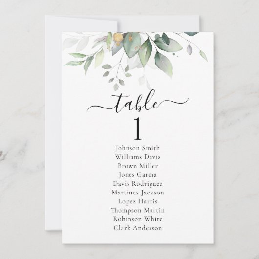 Cartes de tableau Mariage de la feuille Eucalyptus (Devant)