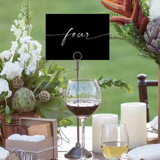 Cartes de tableau minimes élégantes Numéro Quatre