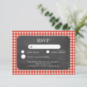 Cartes de tableau rouge Mariage RSVP Invitations (Debout devant)