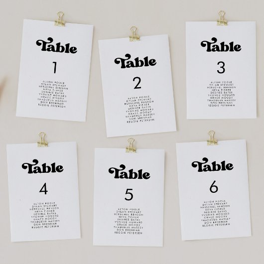 Cartes de tableau stylées rétro en noir et blanc