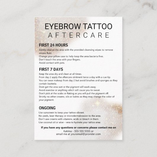 Cartes de tatouage à sourcils (Dos)