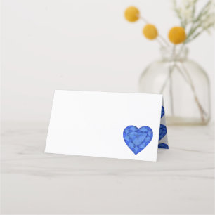 Cartes de tente bleu saphir coeur aquarelle art