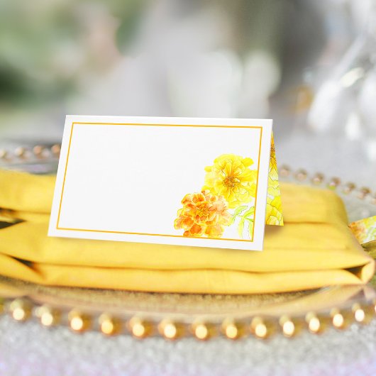 Cartes de tente du mariage marigold jaune