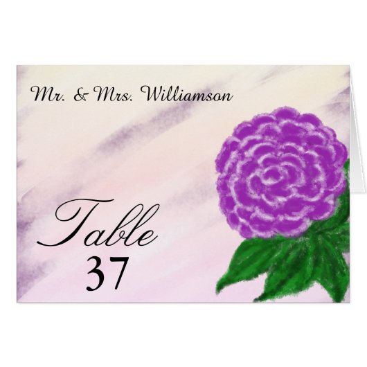 Cartes de tente pour Mariage couleur d'eau violet (Devant Horizontal)