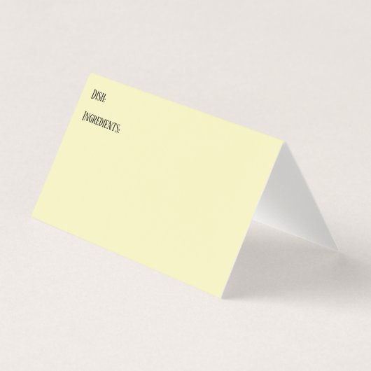 Cartes de tente Recette Plat Potluck Jaune clair (Devant)