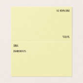Cartes de tente Recette Plat Potluck Jaune clair (Extérieur déplié)