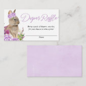 Cartes de tombola à baby shower de lapin pourpre (Devant / Derrière)