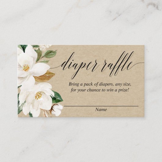 Cartes de tombola à baby shower floral rustique (Devant)