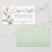 Cartes de tombola baby shower feuille en or vert (Devant / Derrière)