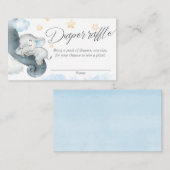 Cartes de tombola bleu bleu jaune pour bébé élépha (Devant / Derrière)