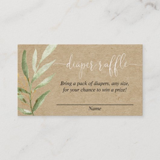 Cartes de tombola de baby shower rustique kraft (Devant)